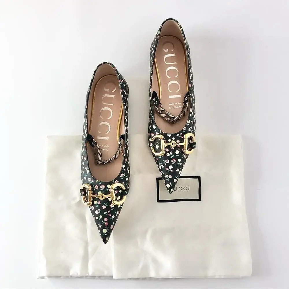 Gucci x Liberty Floral Horsebit Maryjane Pointed Toe Ballet Flats 36.5 - Picture 2 of 8